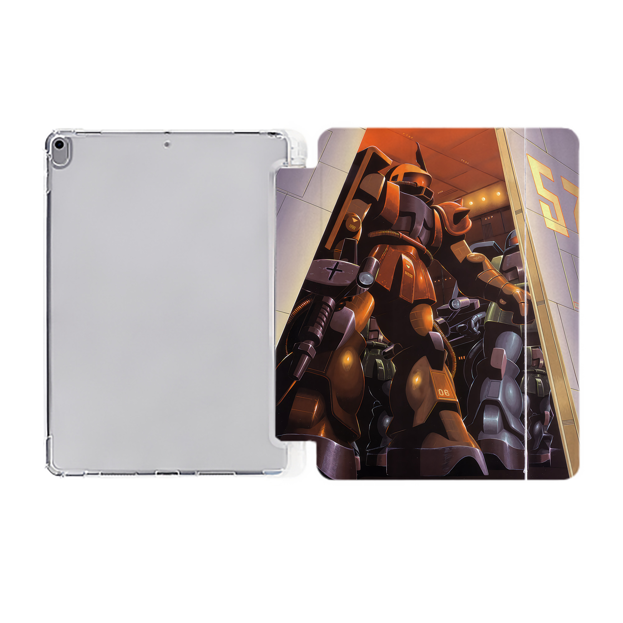（画像用） 機動戦士ガンダム Mobile Suit Gundam IPad ケース ペン収納付き 三つ折りスタンド PUレザー×シリコン 対応機種9.5/10.5/10.9インチ